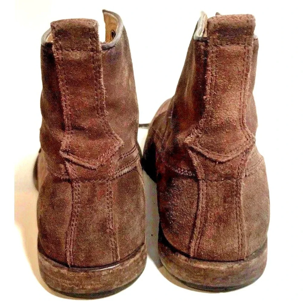 Frye Mens 10 D Brown Leather Chukka Boots Apron Moc Toe Ankle Work Trousers Shoe